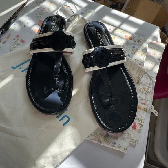 J. McLaughlin Black and Cream Women's Sandals - Picture 5 of 8